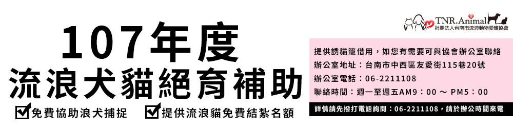 107年／流浪犬貓免費絕育計畫開跑囉！